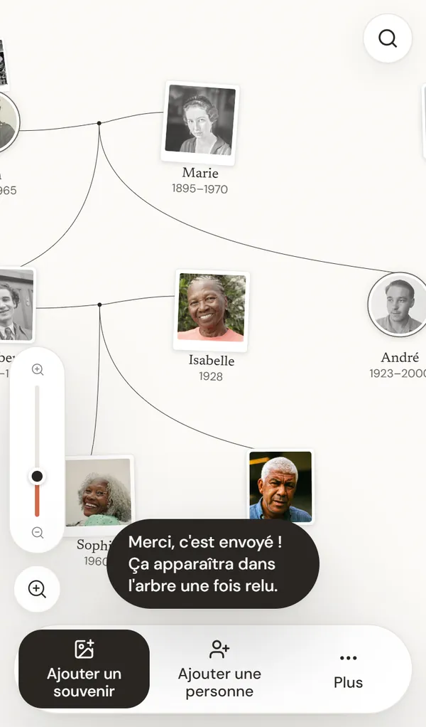 Le message de confirmation après l'envoi