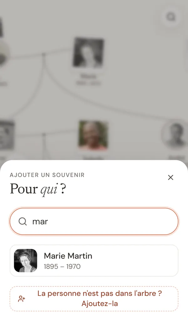 Choisir la personne en tapant les premières lettres de son prénom
