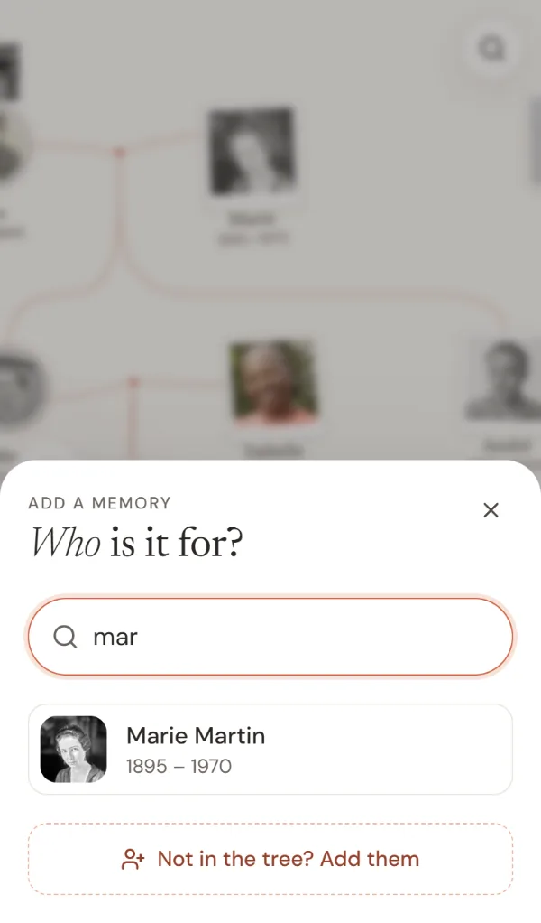 Choosing the person by typing the first letters of their first name